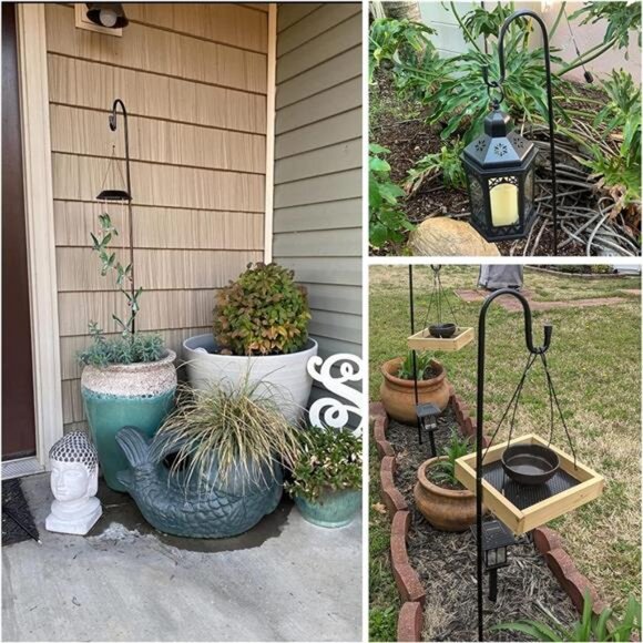 Bird Feeder Pole, 45 INCH Heavy Duty Shepherds Hooks for Outdoor with 5 - Picture 5 of 7